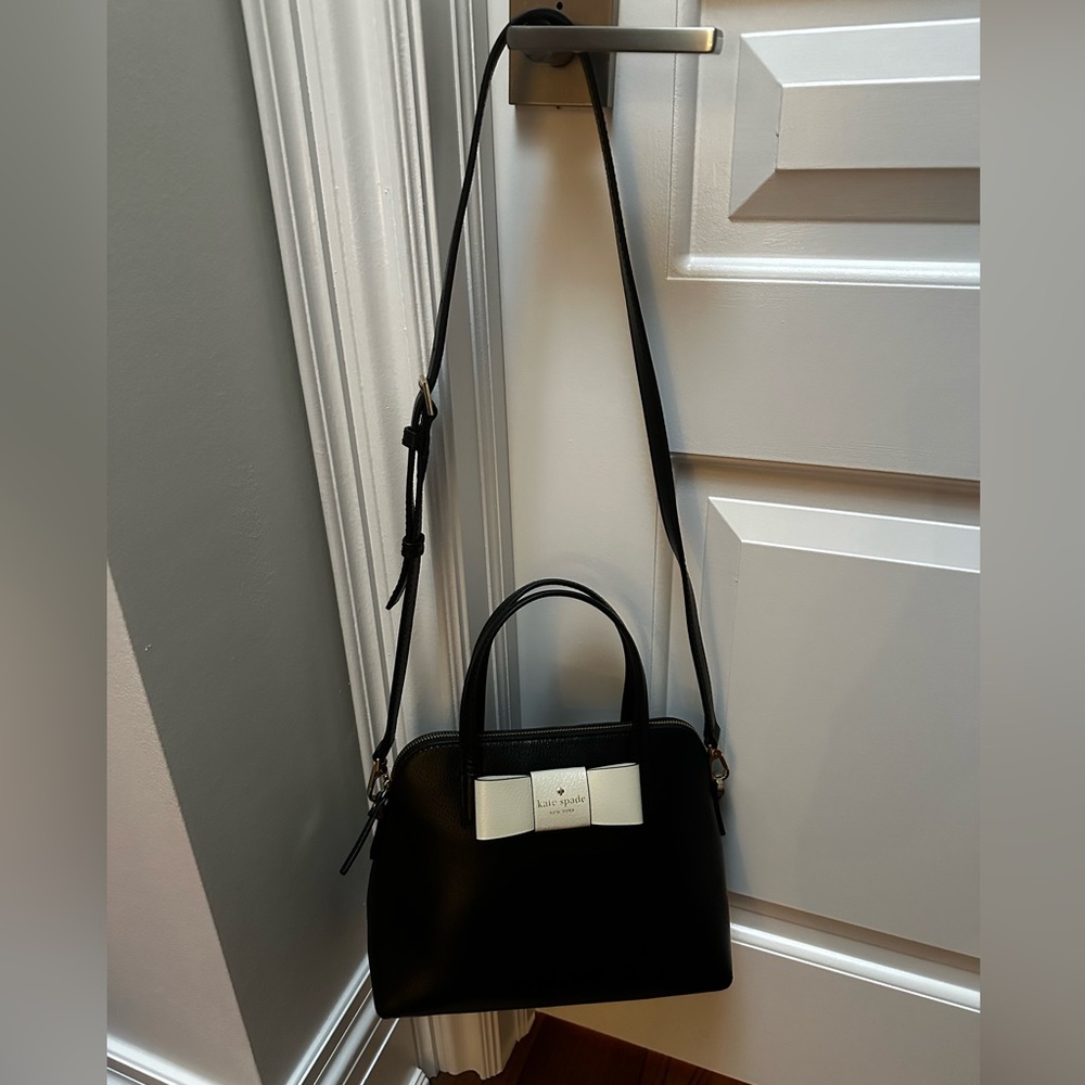 Kate Spade Black and White Handbag with Bow Detail